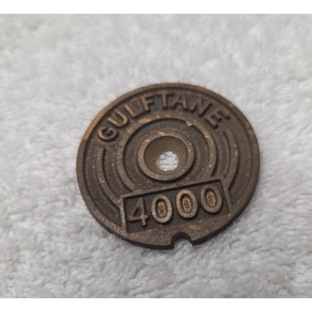 Vintage Gulf Oil Gulftane Gas Pump Price Wheel Token Brass Variator 4000 Dial